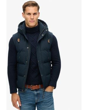 Superdry Everest Hooded Puffer Gilet - Blue