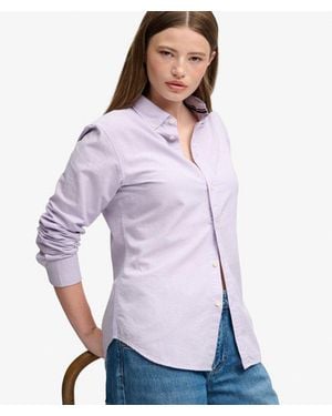 Superdry & Co Slim Oxford Button Down Long Sleeve Shirt - Purple