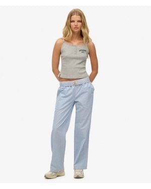 Superdry & Co Organic Cotton Stripe Elasticated Trousers - Blue