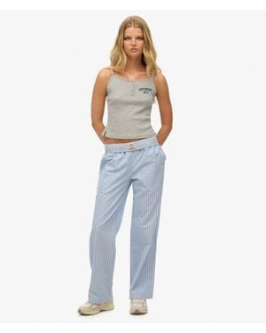 Superdry & Co Organic Cotton Stripe Elasticated Pants - Blue