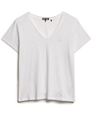 Superdry & Co Slub Embroidered V-neck T-shirt - White