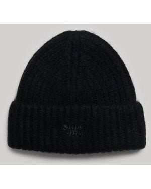 Superdry & Co Rib Knit Beanie Hat - Black