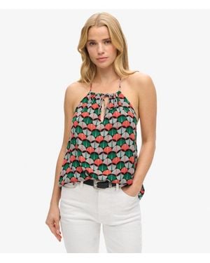 Superdry & Co Ladies Classic Printed Beach Halter Top - Green