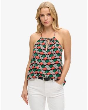 Superdry Printed Beach Halter Top - Orange