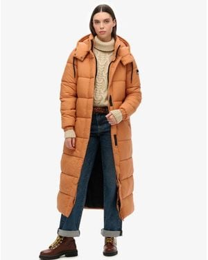 Superdry Lange Pufferjas Van Ripstopmateriaal - Oranje