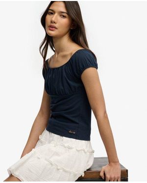 Superdry & Co Athletic Essentials Ruched Top - Blue