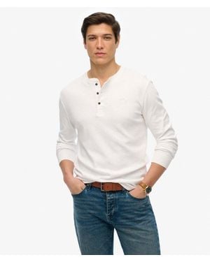 Superdry Embroidered Vintage Logo Henley Top - White