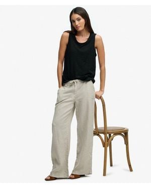 Superdry & Co Linen Low Rise Trousers - Natural