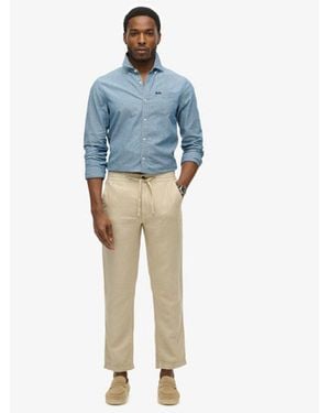 Superdry The Merchant Store - Linen Trousers - Blue