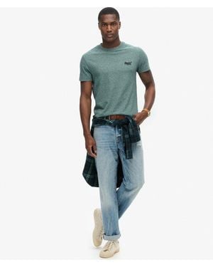 Superdry Slim Fit Embroidered Logo Organic Cotton Essential T Shirt - Blue