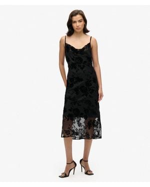 Superdry & Co Devore Cowl Neck Midi Slip Dress - Black