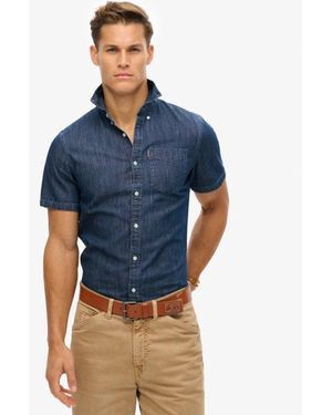Superdry Essential Short Sleeve Denim Shirt - Blue