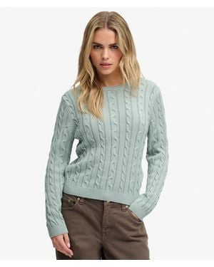 Superdry Femme Pull En Maille Torsadée Essentials Sd & Co Taille - Bleu