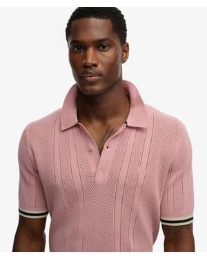 Superdry & Co Knitted Texture Short Sleeve Polo Shirt - Pink