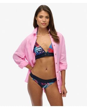 Superdry Femme Haut De Bikini Triangle À Logo Taille - Rouge