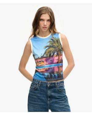 Superdry & Co Sub Print Vest Top - Blue