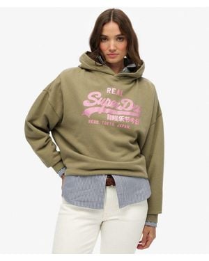 Superdry Vintage Logo Rhinestone Hoodie - Green