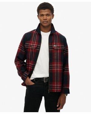 Superdry & Co Wool Blend Miller Zip Overshirt - Red