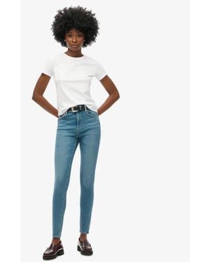 Superdry Cotton High Rise Skinny Denim Jeans - Blue