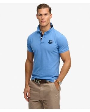 Superdry Pique Monogram Polo Shirt - Size: Xl - Blue