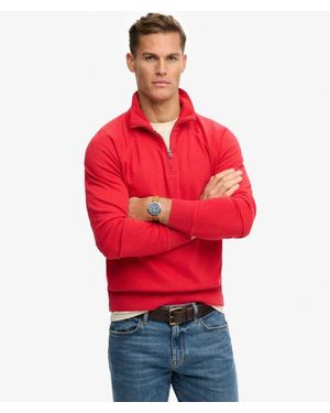 Superdry & Co Essential Logo Raglan Henley Sweatshirt - Red