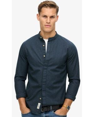 Superdry The Merchant Store Micro Texture Grandad Shirt - Blue