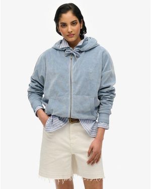 Superdry Velour Zip Hoodie - Blue