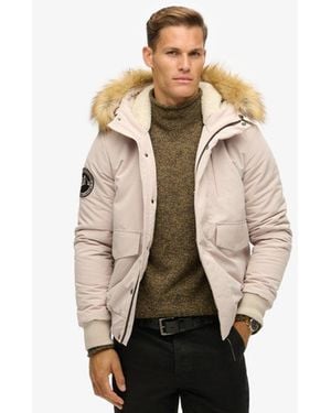 Superdry & Co Hooded Everest Puffer Bomber Jacket - Natural