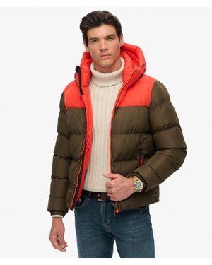 Superdry & Co Colourblock Hooded Puffer Jacket - Red
