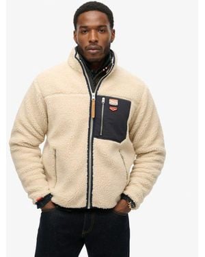 Superdry Vintage Retro Borg Fleece Jas - Naturel