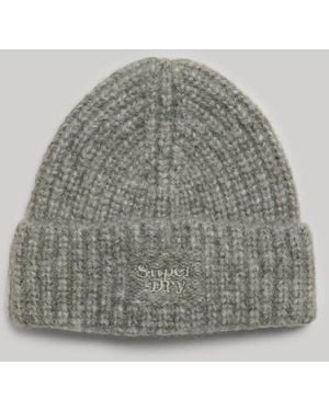 Superdry & Co Rib Knit Beanie Hat - Gray