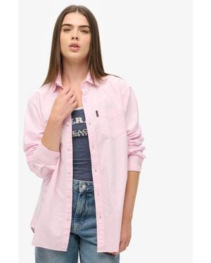 Superdry & Co Long Sleeved Oxford Shirt - Pink