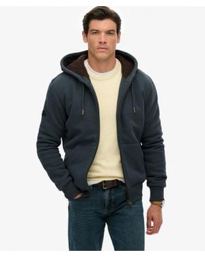 Superdry Borg Lined Zip Hoodie - Blue