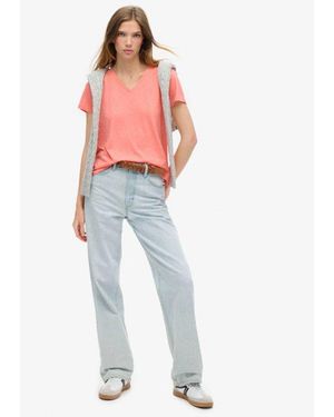 Superdry & Co Embroidered Slub Relaxed Fit V-neck T-shirt