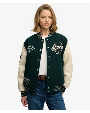Superdry Patched Varsity Bomber Jacket - Green