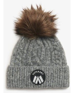Superdry & Co Cable Luxe Knit Beanie Hat - Grey