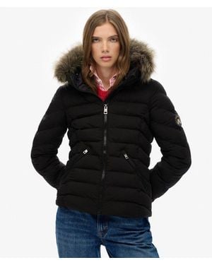Superdry Fuji Faux Fur Hood Padded Jacket - Black