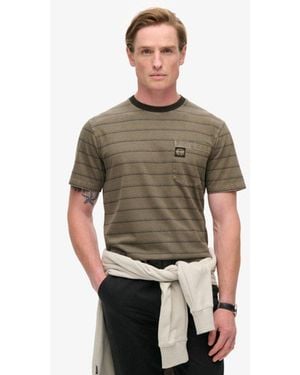 Superdry & Co Loose Fit Striped Textured Pocket T-shirt - Grey