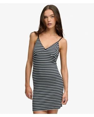 Superdry & Co Stripe Ribbed Jersey Mini Dress - Blue