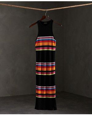 Superdry Stripe Midi Dress Stripe - Black