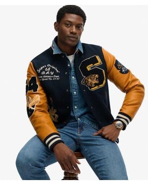 Superdry Vintage Patched Varsity Jacket - Blue