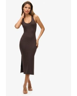 Superdry & Co Scoop Neck Jersey Midi Dress - Brown