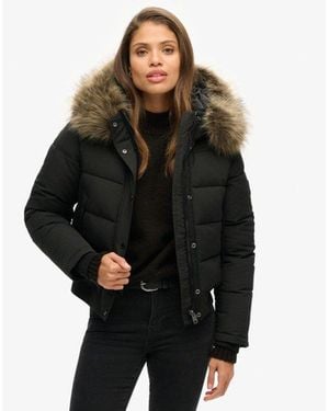 Superdry Everest Slim Fit Hooded Bomber Jacket - Black