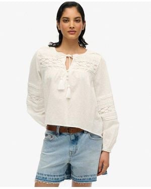 Superdry Ibiza Lace Blouse - White