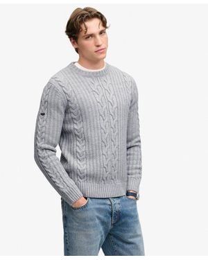 Superdry Jacob Cable Knit Sweater - Gray