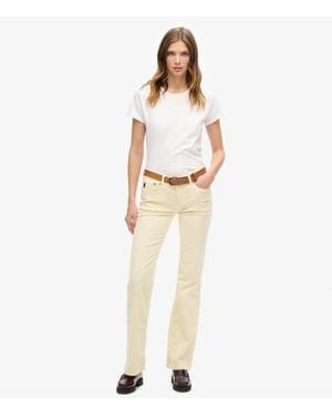 Superdry Corduroy Jeans Met Lage Taille En Wijduitlopende Pijpen - Naturel