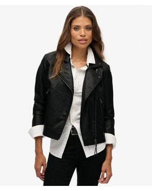 Superdry Classic Faux Leather Biker - Black