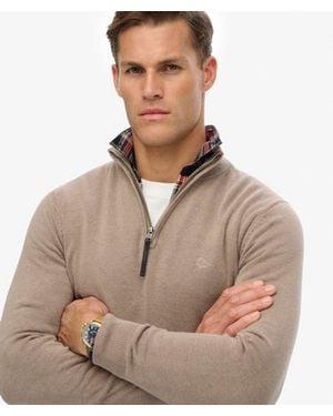 Superdry & Co Essentials Cotton Half Zip Sweater - Natural