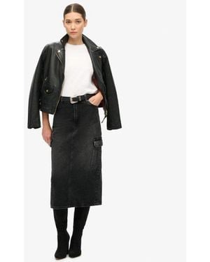 Superdry & Co Denim Cargo Pocket Midi Skirt - Black