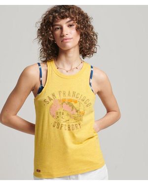 Superdry & Co Classic Graphic Print Vintage City Souvenir Vest - Yellow